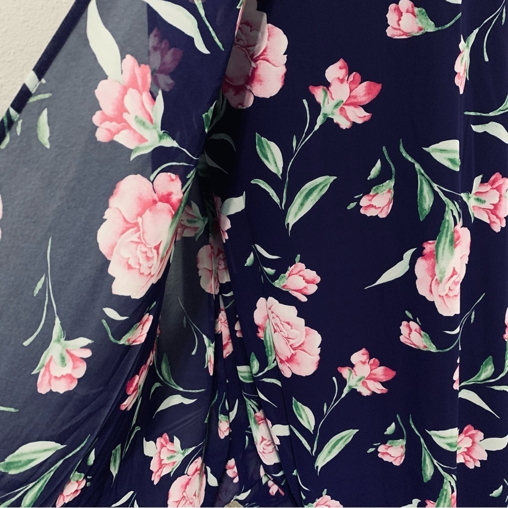 Lulu’s New V-Neck Sleeveless Navy Floral Print Maxi Prom Bridesmaid Dress Size M - Picture 16 of 16